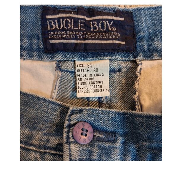 Original Bugle Boy Vintage Jeans 32X29 Blue Fade Pleated Skate Y2K Paint Grunge - Picture 7 of 14
